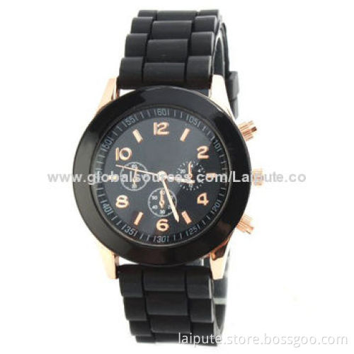 2014 Candy-colored/Yellow Geneva Silicone Couple Style Quartz Watches, IPG Plating Wholesale